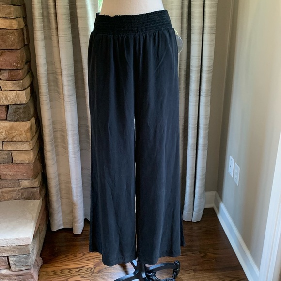 cloth & stone Pants - Cloth & Stone sz XL vintage black wide leg elastic waist pull on pants